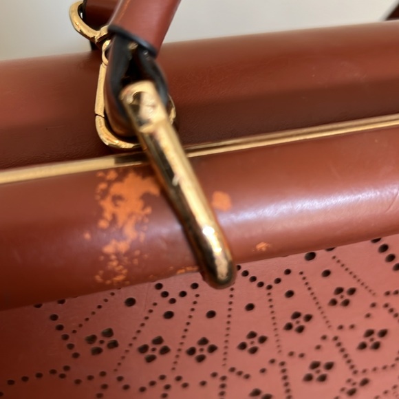 BCBG MaxAzaria  perforated cross body top handle leather bag - Picture 10 of 17